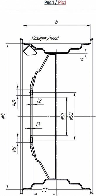 Колесо дисковое с постоянным вылетом DW14Lx30